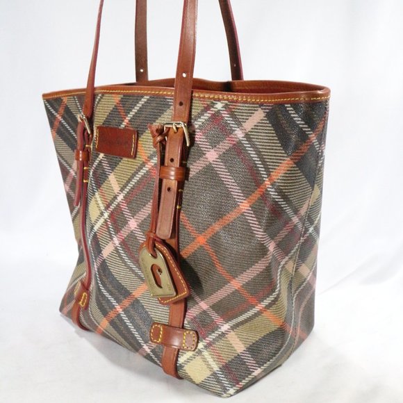 DOONEY & BOURKE Tartan Plaid Shopper Tote Purse VTG - Picture 8 of 16